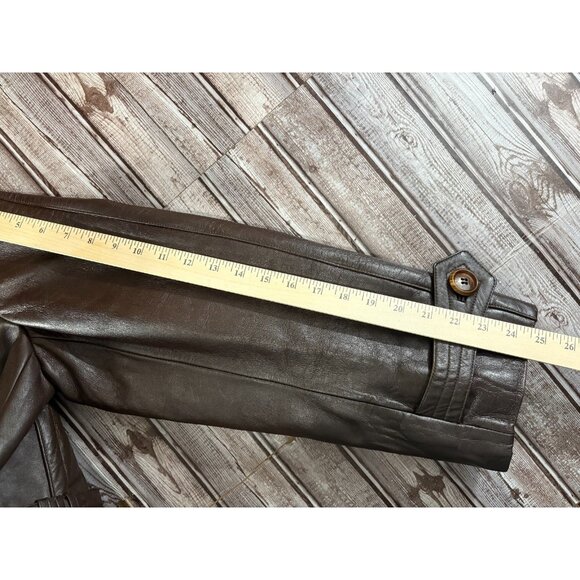 Bergfreund German leather coat trench coat sz 50 40's WWII Era Collectible VTG - Picture 4 of 7
